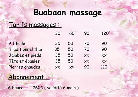 buabaan massage|Tarifs .